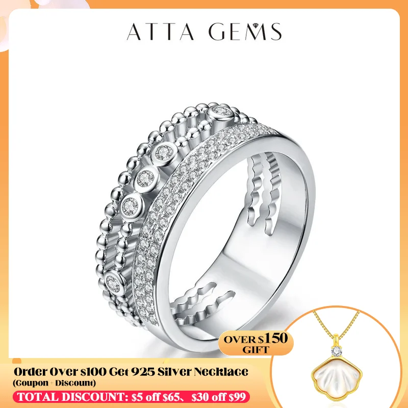 

ATTAGEMS Classic D/VVS1 Color Moissanite Diamond Ring for Women Solid 10k 14k 18k White Gold 925 Sterling SIlver White Gold Gift