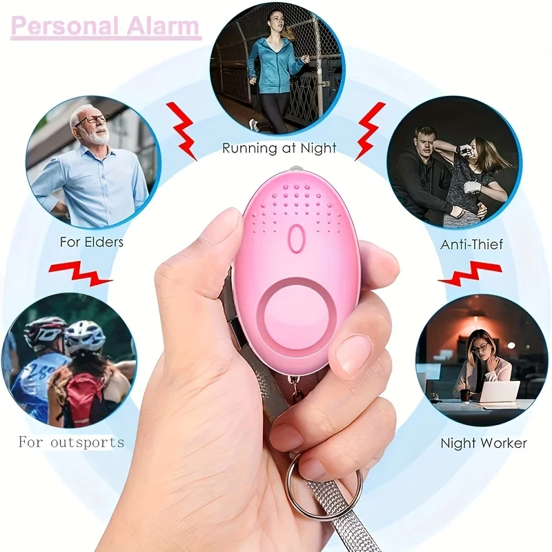 130dB Personal Safety Alarm with LED Light, Keychain for Emergency, Suitable for Women, Girls, Men, and Elderly