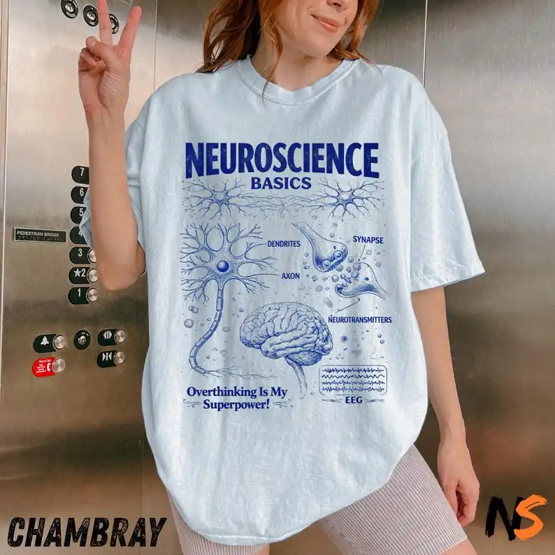 Neuroscience Basics Vintage Science T-Shirt, Retro Brain Graphic Tee, 90s Academic Neuron Diagram Shirt Tee Shirt Gift