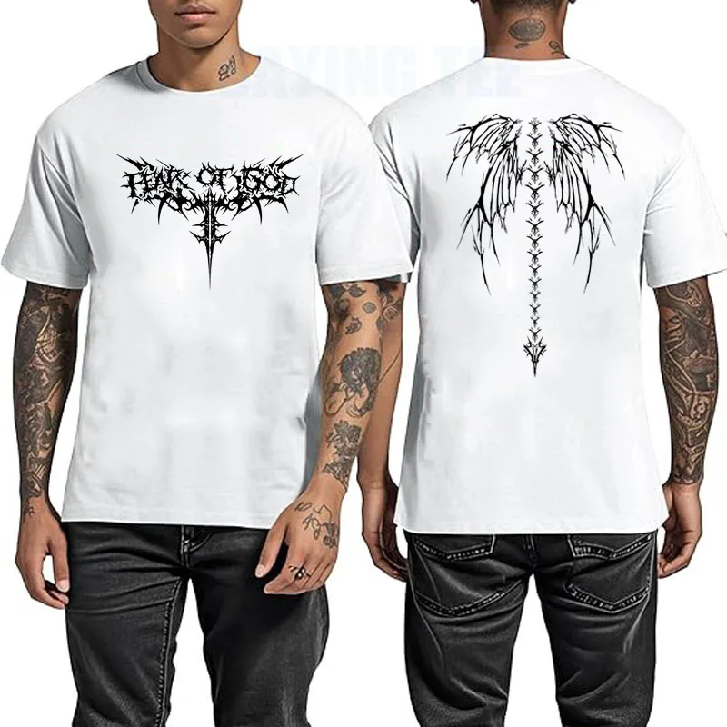 Y2K Wing Tattoo Metal Rock Streetwear T-Shirt aus weicher Baumwolle, cooler Humor, dunkle Gothic-Grafik, Bekleidung für Herren, kurzärmelige T-Shirts – Detail 11
