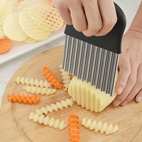 New French Fry Potato Slicer Cutter Stainless Steel Waffle Fry Cutter Wavy Chopper for Veggies Fruit Vegetable Potato Carrots