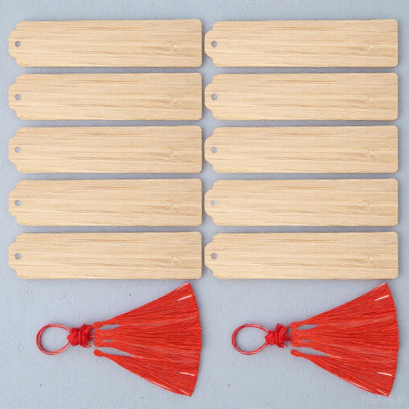 

10 Sets Key DIY Engraved Bookmarks Shopping Materials Tassel Blank for Crafts