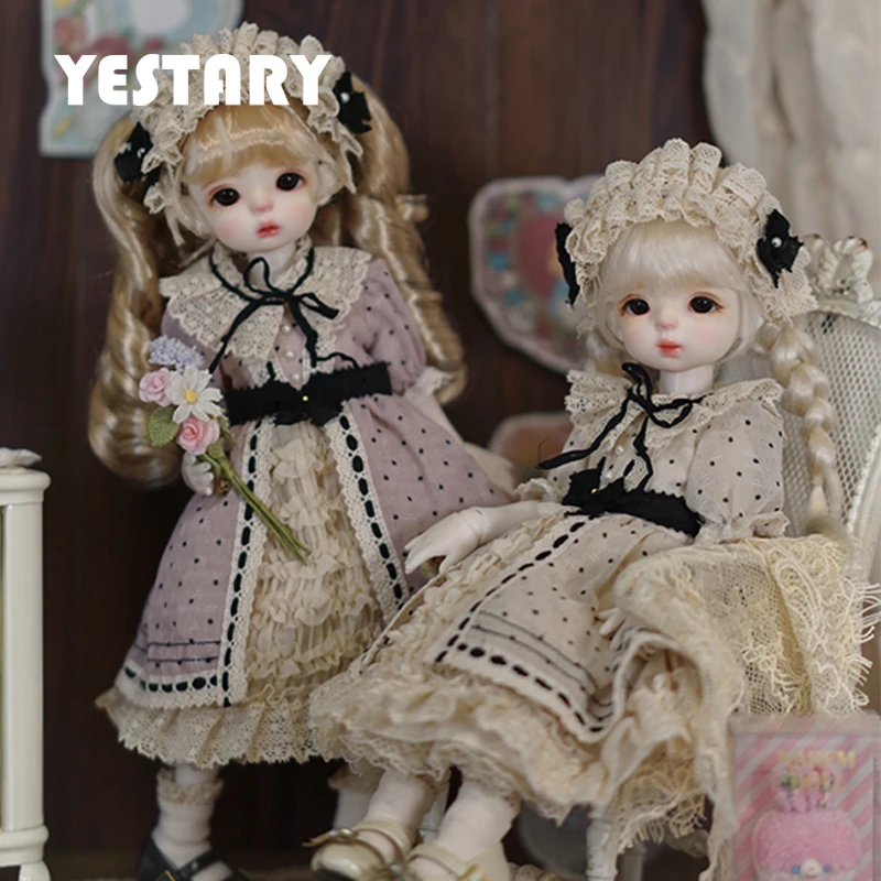 

YESTARY BJD Doll Clothes 1/6 BJD Dolls Accessories Clothing With Headgear Fashion Vintage Small Milk Tea Dress For Girls Gifts