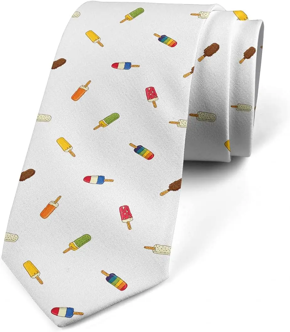 

Галстук с мороженым, узор палочки для мороженого, 3,7 дюйма, разноцветная рубашка, аксессуары для женщин и мужчин