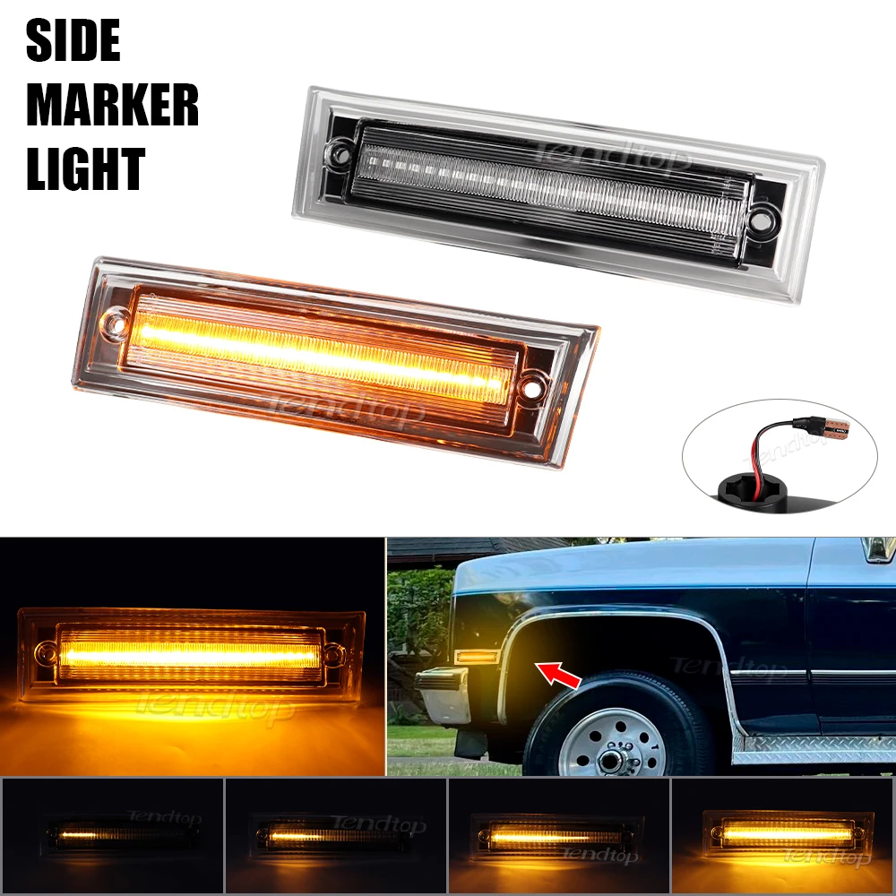 Amber LED Dynamic Turn Signal Side Marker Light Repeater Indicator For Chevrolet C10 C20 C30 K10 K20 K30 K5 Blazer 1981-1986