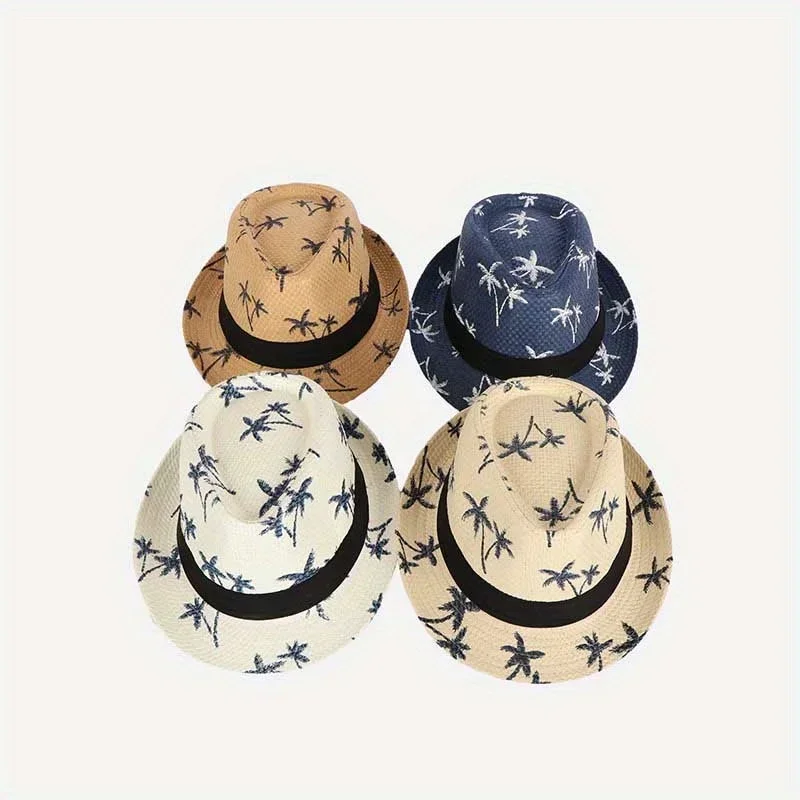 

Coconut Tree Pattern Printed Top Hat Sun Shading Breathable Sun Protection Hat Summer Outdoor Beach Travel Sun Protection Hat