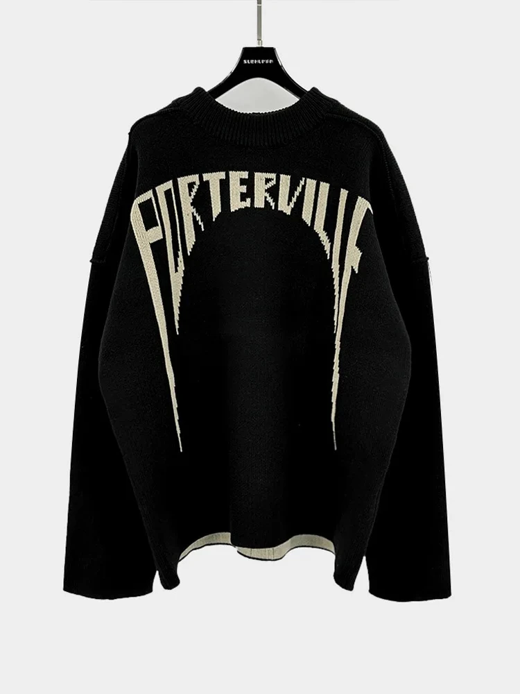 冬の新作メンズ＆レディースファッション、ハイストリートトレンドのプルオーバーニットセーター、レター刺繍入り暖かい服