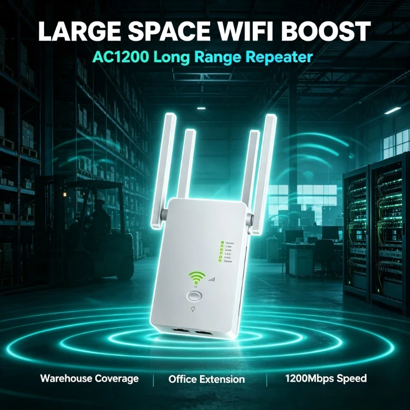 1200Mbps 5G‑Compatible Wireless Network Access Gear, Multi‑function Design Suitable for Garage Indoor Signal Enhancement