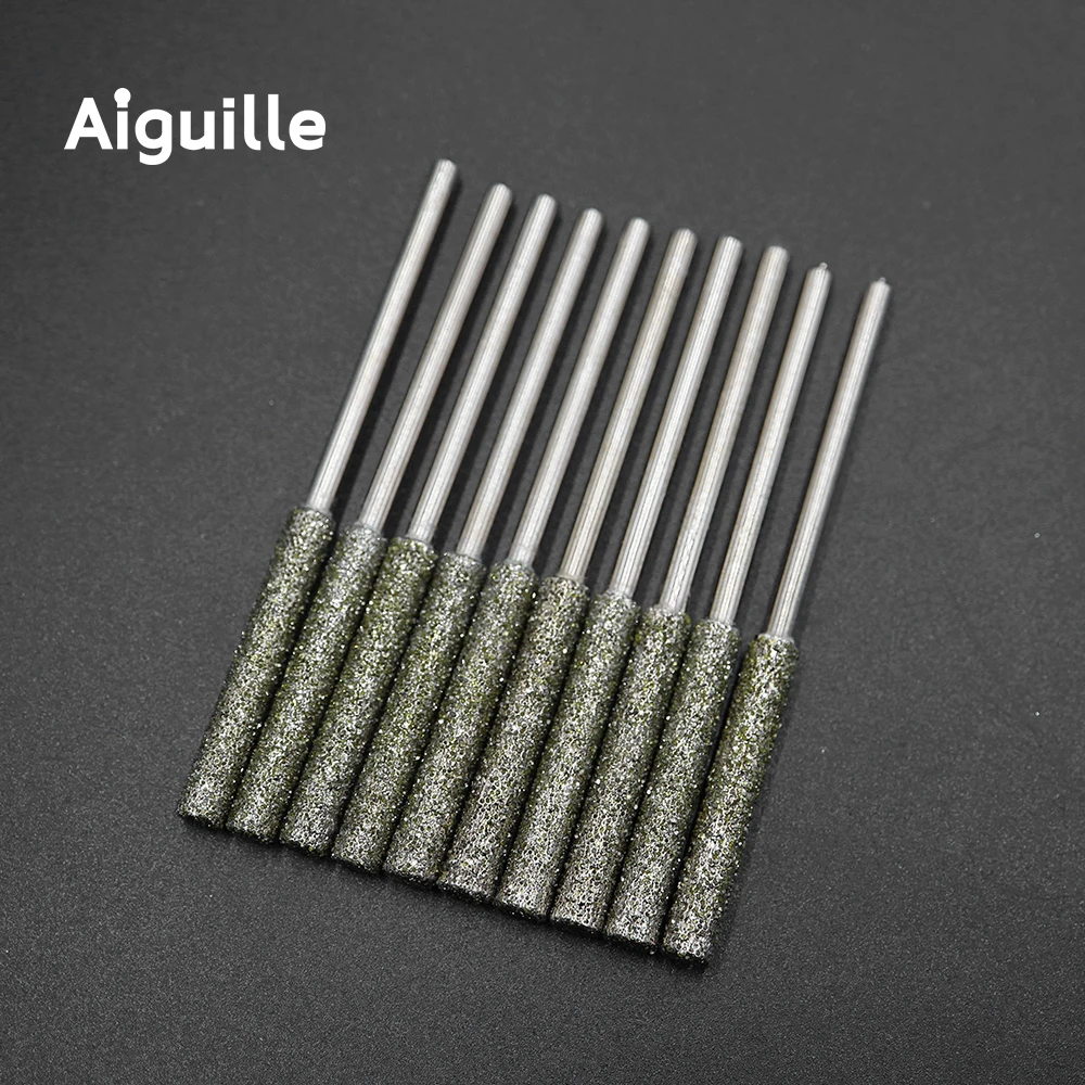 10pcs 46# shank 4mm Grinding Burr 80mm Ultra-long Grinding Bits Stone Metal Peeling Point Diamond Grinding Burr Trimming Bits