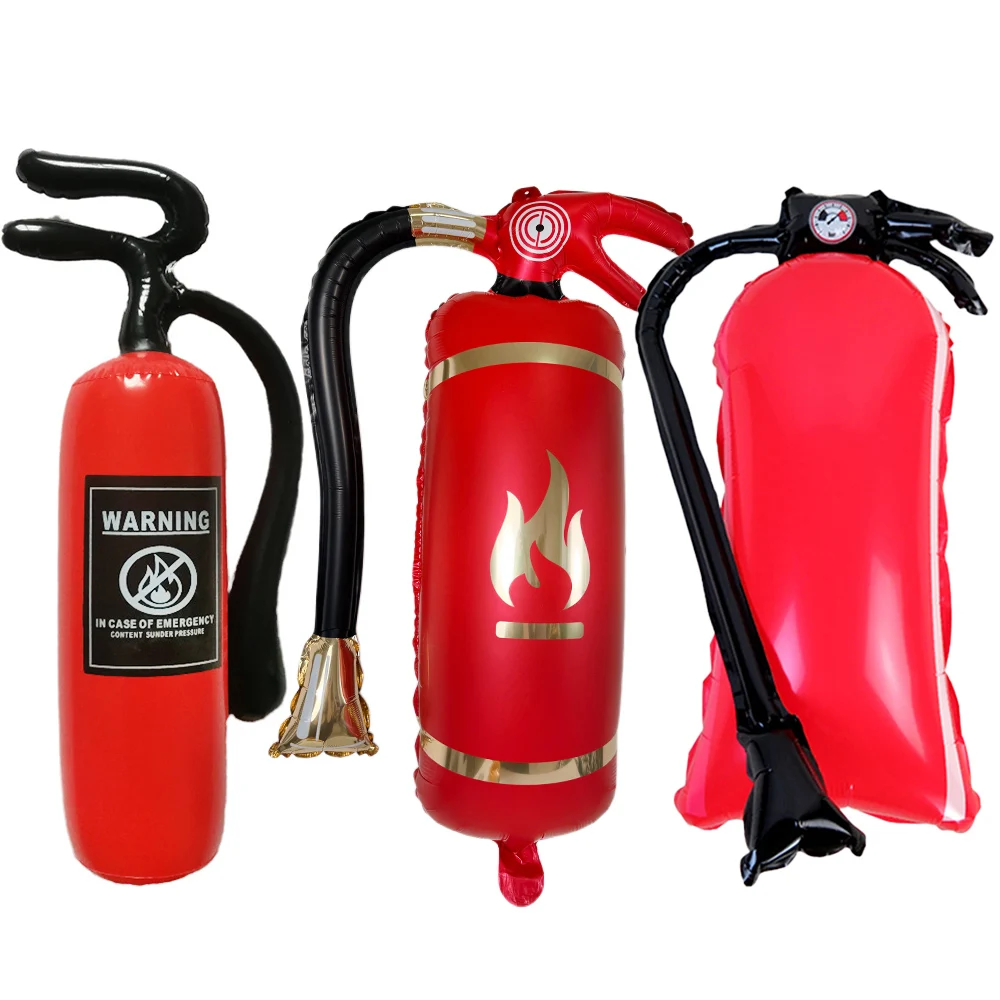 3 Styles Extinguisher Shaped Inflatable Balloon Fire Truck Fireman Boy Birthday Fire Prevention Event Globos Prop Decor Supplies