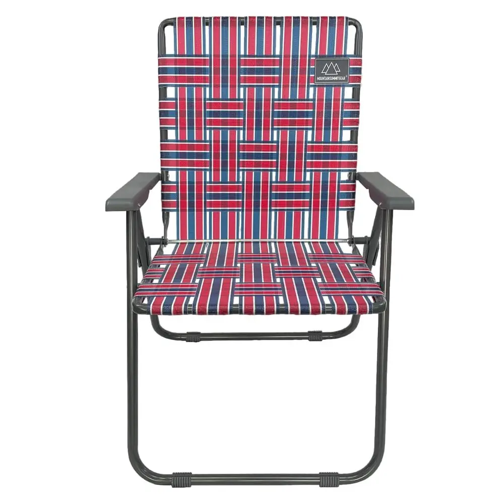 

Retro Webbed Camping Chair Lightweight, Foldable, Durable Steel Frame, 300lb Capacity, Vintage Red White Blue Stripes by Caddis