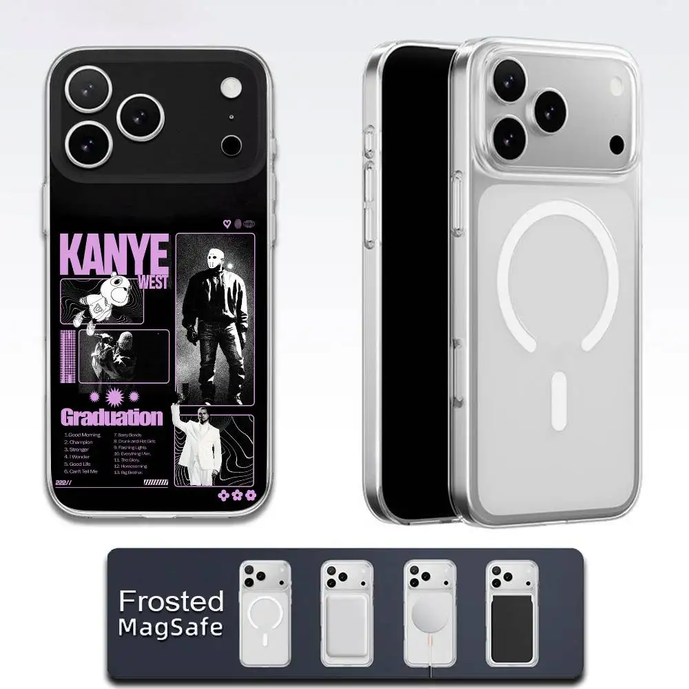 حافظة هاتف K-Kanye West Bully لهاتف iPhone 17,16,15,14,13,12,11,Pro,Max,Plus,E,Air,Mini Magsafe شفافة بلوري