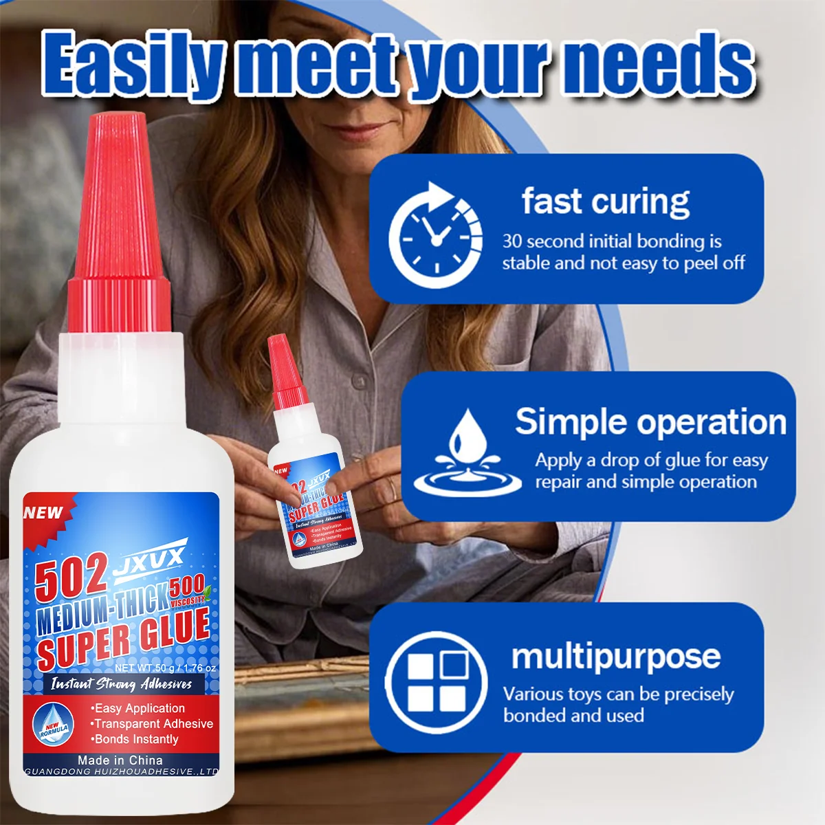 50g 502 Instant Cyanoacrylate Super Glue, Professional Shoe Repair Glue, Strong Adhesive, Boots, Leather, Quick Repair Glue, Waterproof Multipurpose Repair Liquid Glue