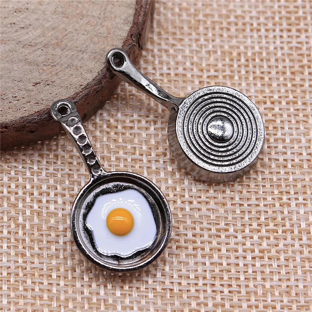 8pcs 32x17mm(1.26x0.67inch) 2 Colors Gun Black Color Rhodium Color Omelette Charms Pendants DIY Jewelry Making Accessories