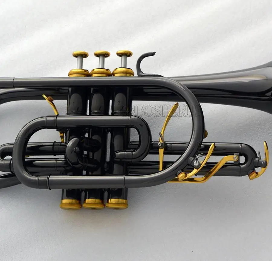 Hot sale new Double Triggers Cornet Black nickel plated Bb trumpet With Case