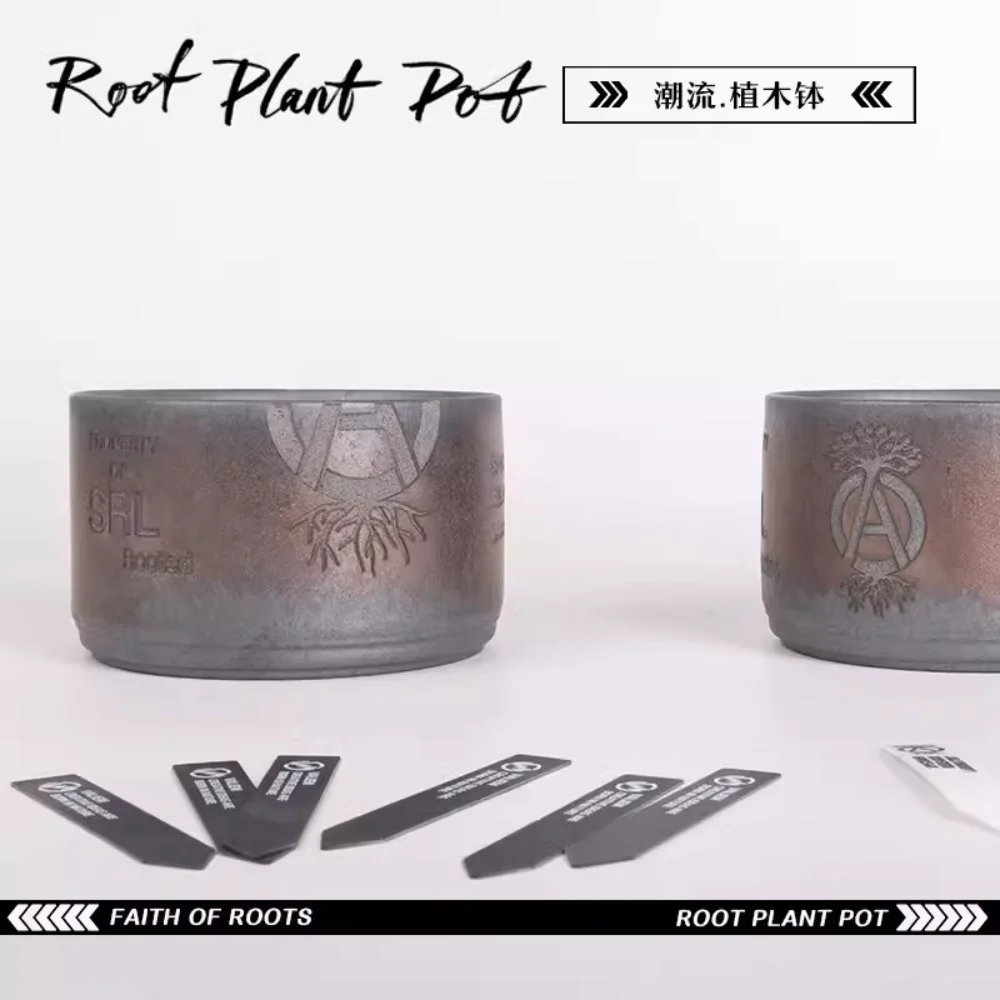 Trendy root plant flower pot cactus pocket elephant foot sumac Ebisu laugh big black ivory palace planter bowl