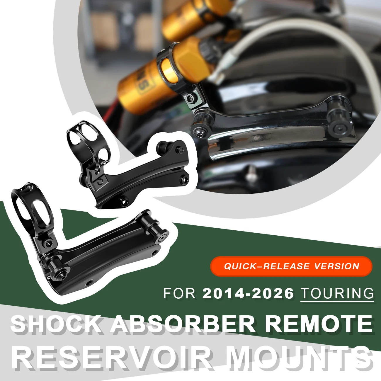 Motorcycle Parts Shock Absorber Remote Reservoir Mounts Quick Release Pro Docking for Harley Touring 2014-2026