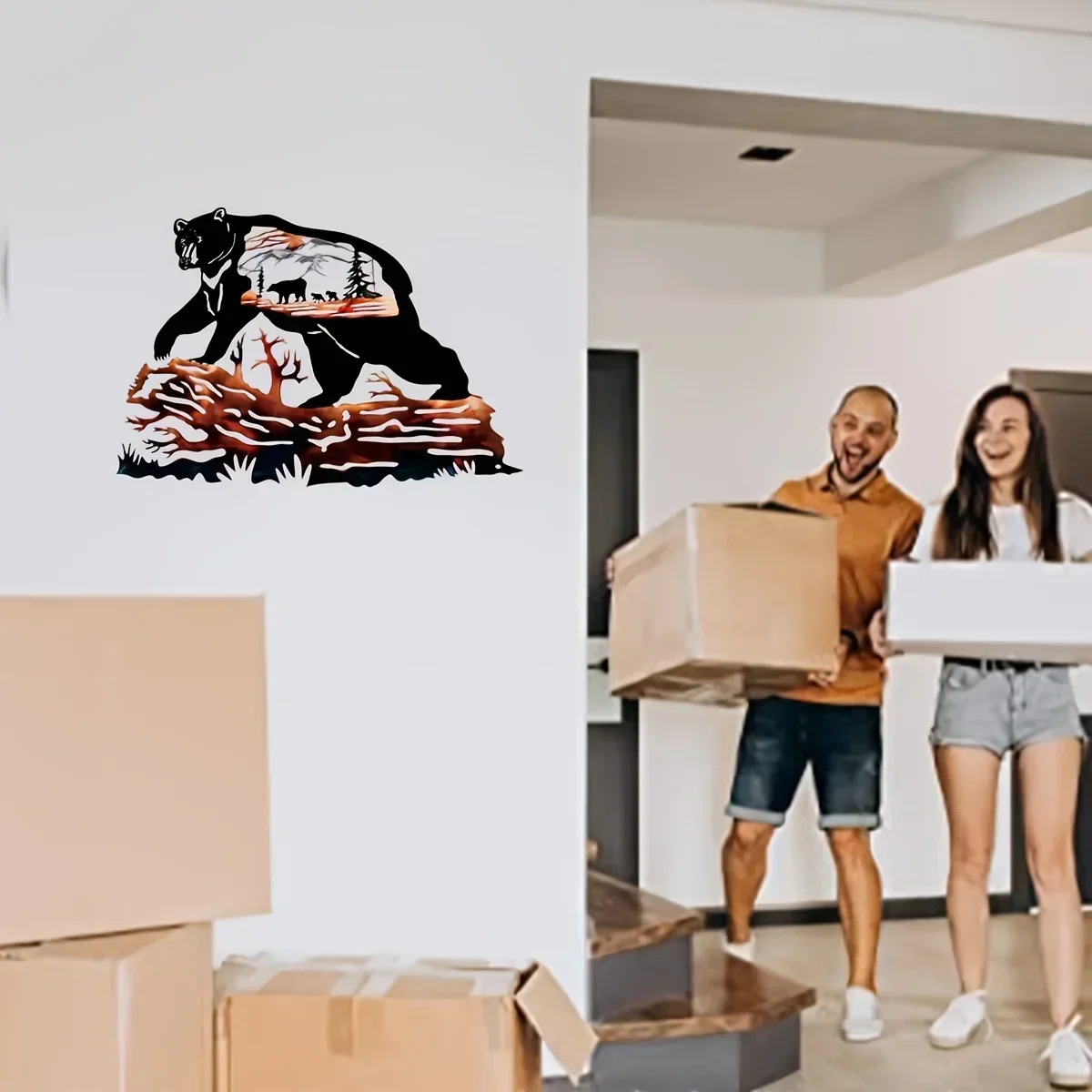 

metal iron Home Decor Bear Metal Wall Decoration Art Trees Personality Bear Animal Decoration Livingroom Metal Decor Home