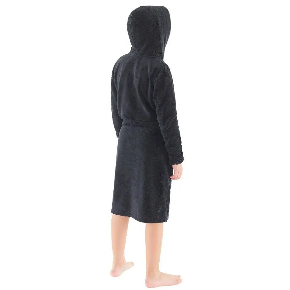 Grey Soft Hooded  Bath Robe Warm Boys Bathrobe Dressing Gown
