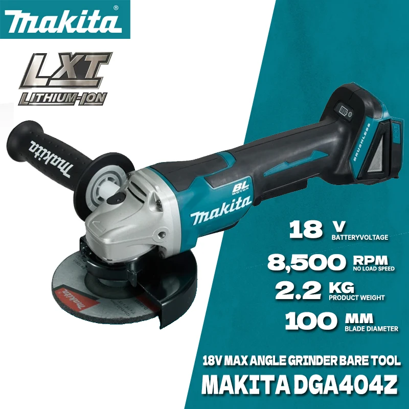 MAKITA DGA404Z Cordless Angle Grinder 18V Brushless Motor 100mm 8500rpm Multifunctional Grinding Cutting Saw Power Tools DGA404