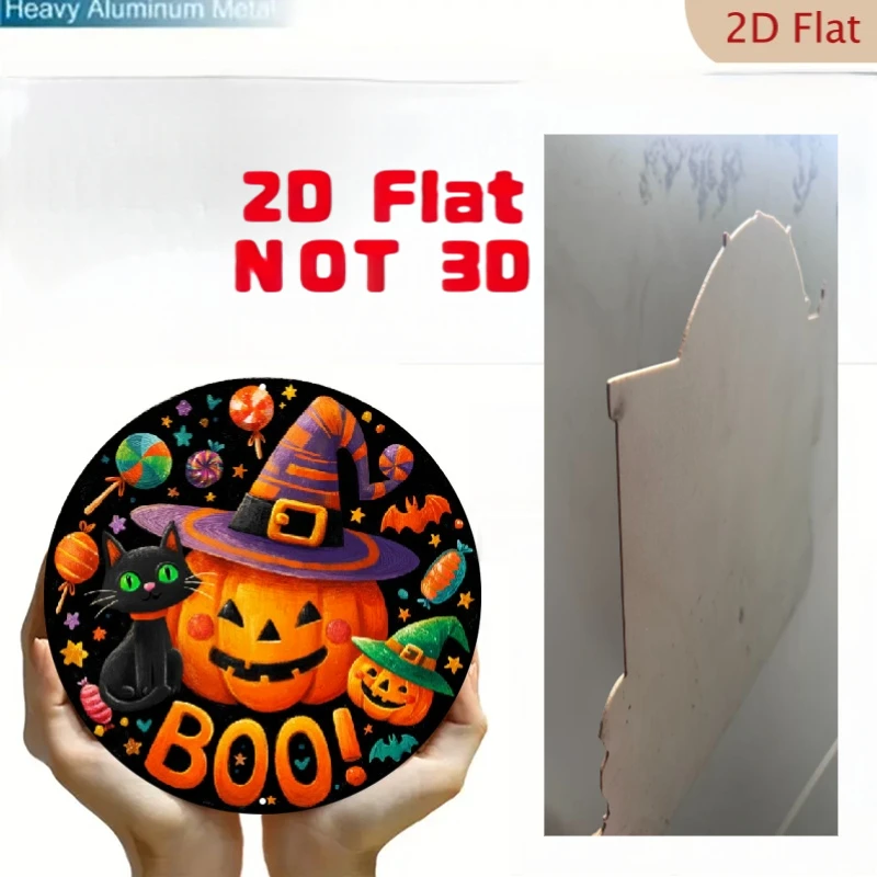 2D Flat, Classic Halloween Wrought Iron Sign - Decorative Theme Centered Around 