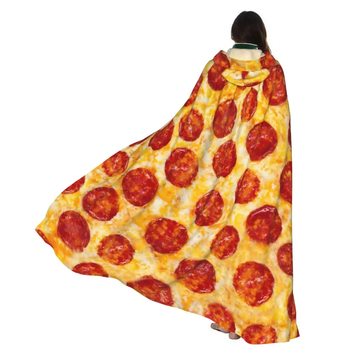 Capa de Pizza de pimiento de Halloween para adultos, disfraz Medieval con capucha, abrigo de vestido largo