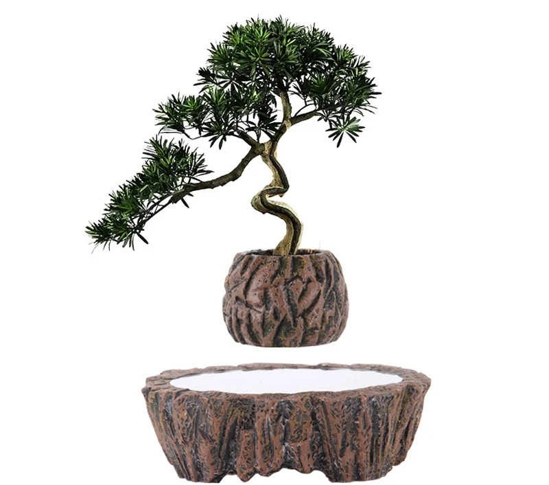 Creative geometric flower pot ornament Nordic retro micro-landscape flower pot Ecological resin flower room Magnetic suspension