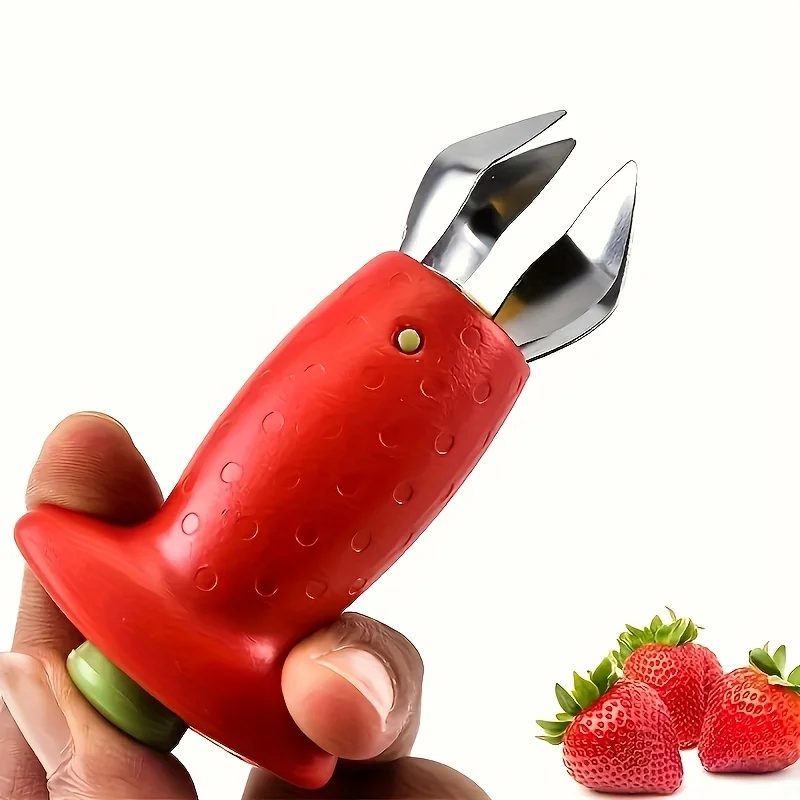 1pc Stainless Steel Fruit and Vegetable Corer - Manual Tomato and Strawberry Stem Remover, Durable ABS Handle, No Power Required Kitchen Gadget, Efficient Fruit Coring Tool view 3