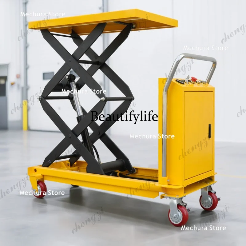 A81 Electric Hydraulic Scissor Lift Table Cart - Mobile Powered Lift Platform Trolley with Wheels Warehouse & Workshop