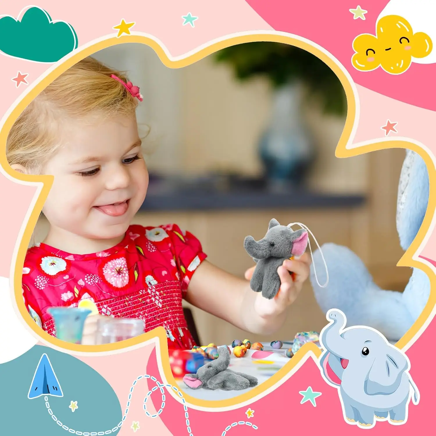 30-300 Pcs Mini Elephant Animal Plush Toys Small Stuffed Animals Bulk Cute Tiny Plushies Keychains for Gift Party Carnival Prize