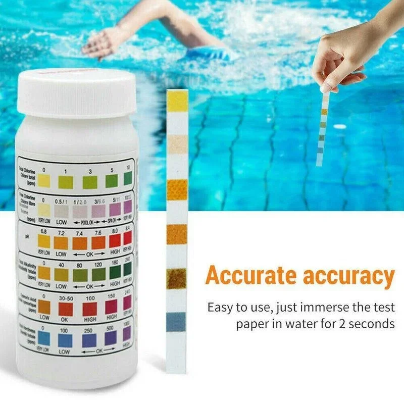 

50 x Swim Pool/Spa/Hot Tub Test Strips Chlorine/Bromine Alkalinity pH