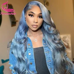 Transparent 13*4 13*6  Lace Frontal Wig Brazilian Body Wave Pre Plucked Silver Grey Lace Front Colored Human Hair Wigs For Women