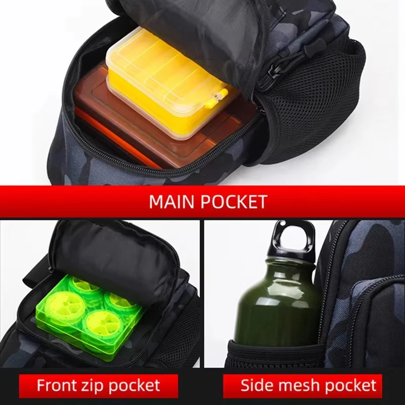 حقيبة صدر للرجال لصيد السمك كاجوال خفيفة الوزن وحقائب خصر للسفر وحقائب كتف للتسلق والمشي لمسافات طويلة والصيد وحزمة مراوح