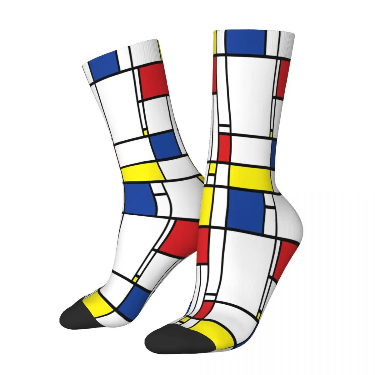 Mondrian Minimalist De Stijl Modern Art Pattern Of Square Socks Male Mens Women Spring Stockings Polyester