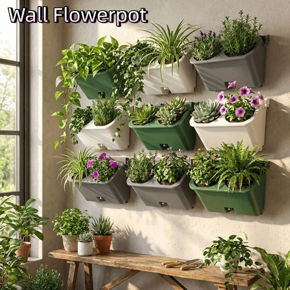 2/3 Holes Wall Flowerpot Self Watering Stacked Vertical Planter Flower Pot Container Plastic Plants Grow Container