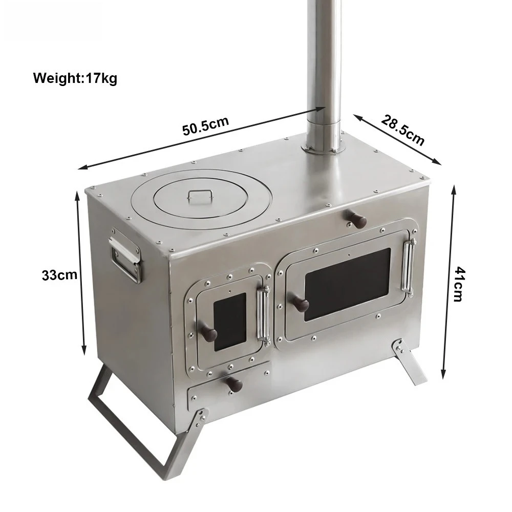Stainless Steel Folding Wood Stove for Outdoor Heating Cooking Ice Fishing Hunting Hot Tent Camping