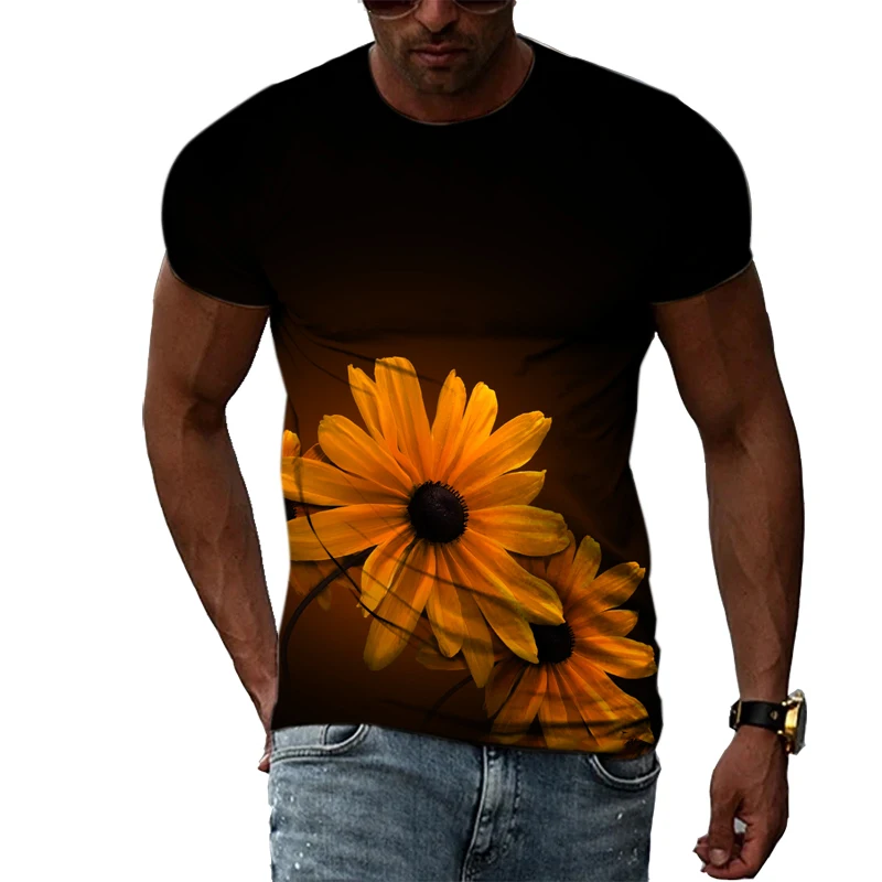 Summer Original Plant Flower Pattern Men T-shirt New Fashion Personality Casual Print graphic t shirts Trendly Unisex O-neck Tee