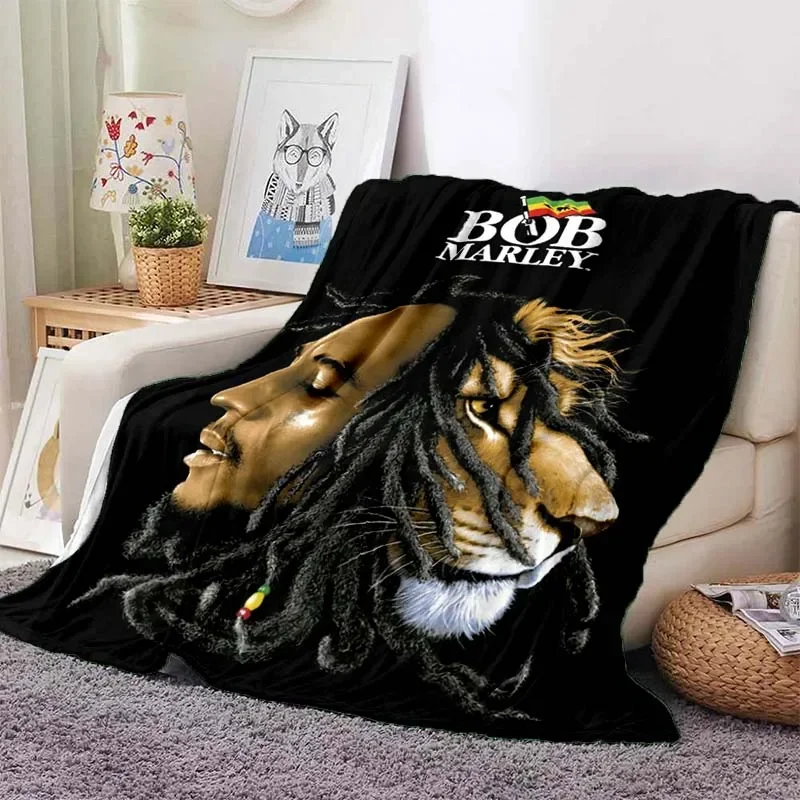 

B-Bob Marley Reggae Music Jamaican Style Maple Leaf Blanket Bedroom Bed Sofa Blanket Picnic Travel Office Lunch Blanket