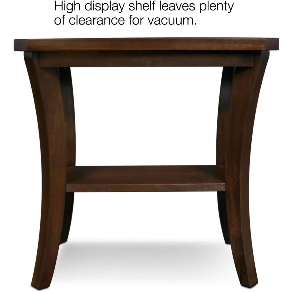 طاولة جانبية ضيقة من الخشب الصلب مع رف سفلي، سهلة التجميع، مناسبة لغرفة المعيشة أو غرفة النوم، لمسة نهائية من خشب البلوط الشوكولاتة، 24 بوصة