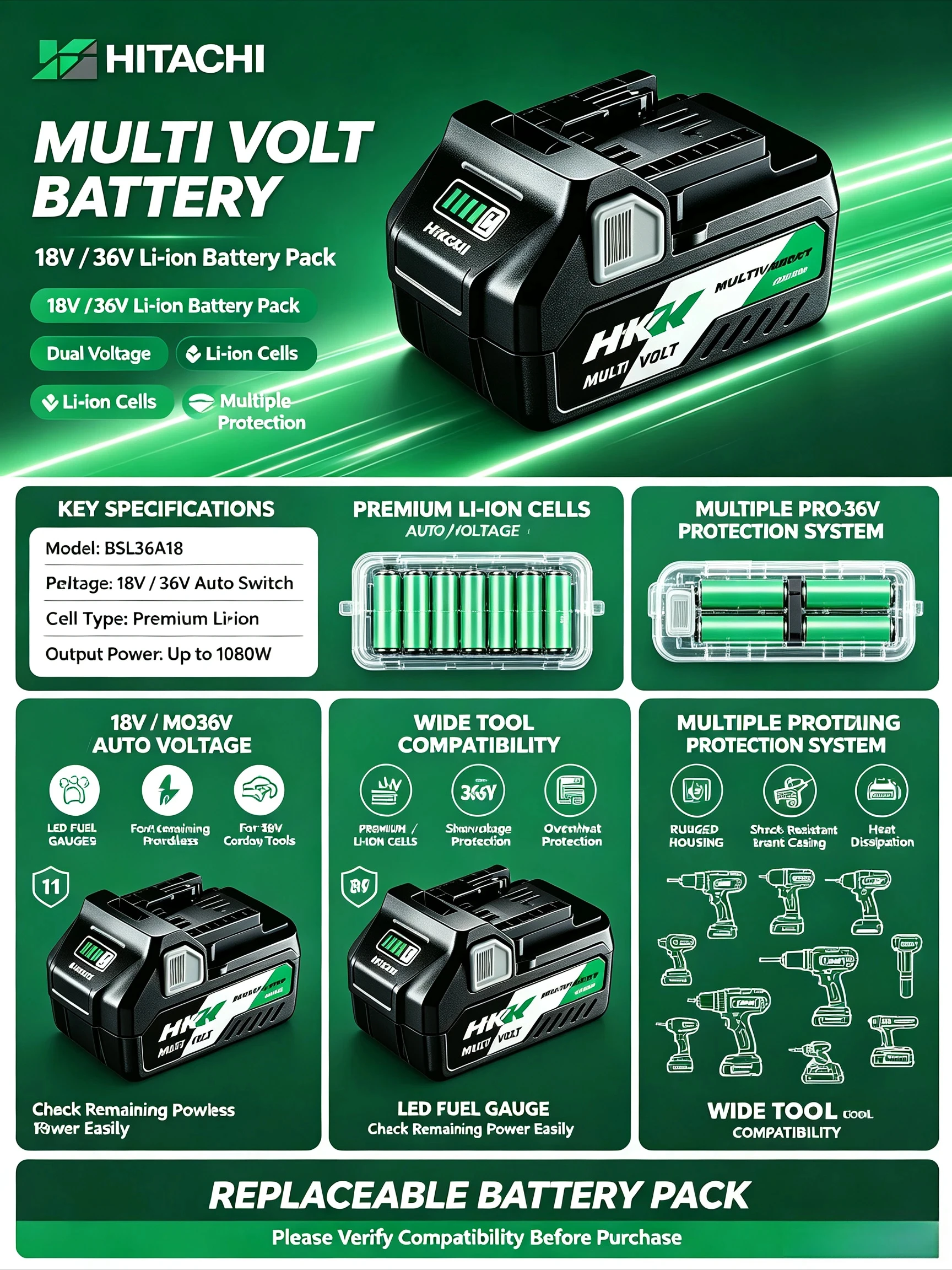 Batería de iones de litio Hita - Power Tools Hikoki reseña y precio