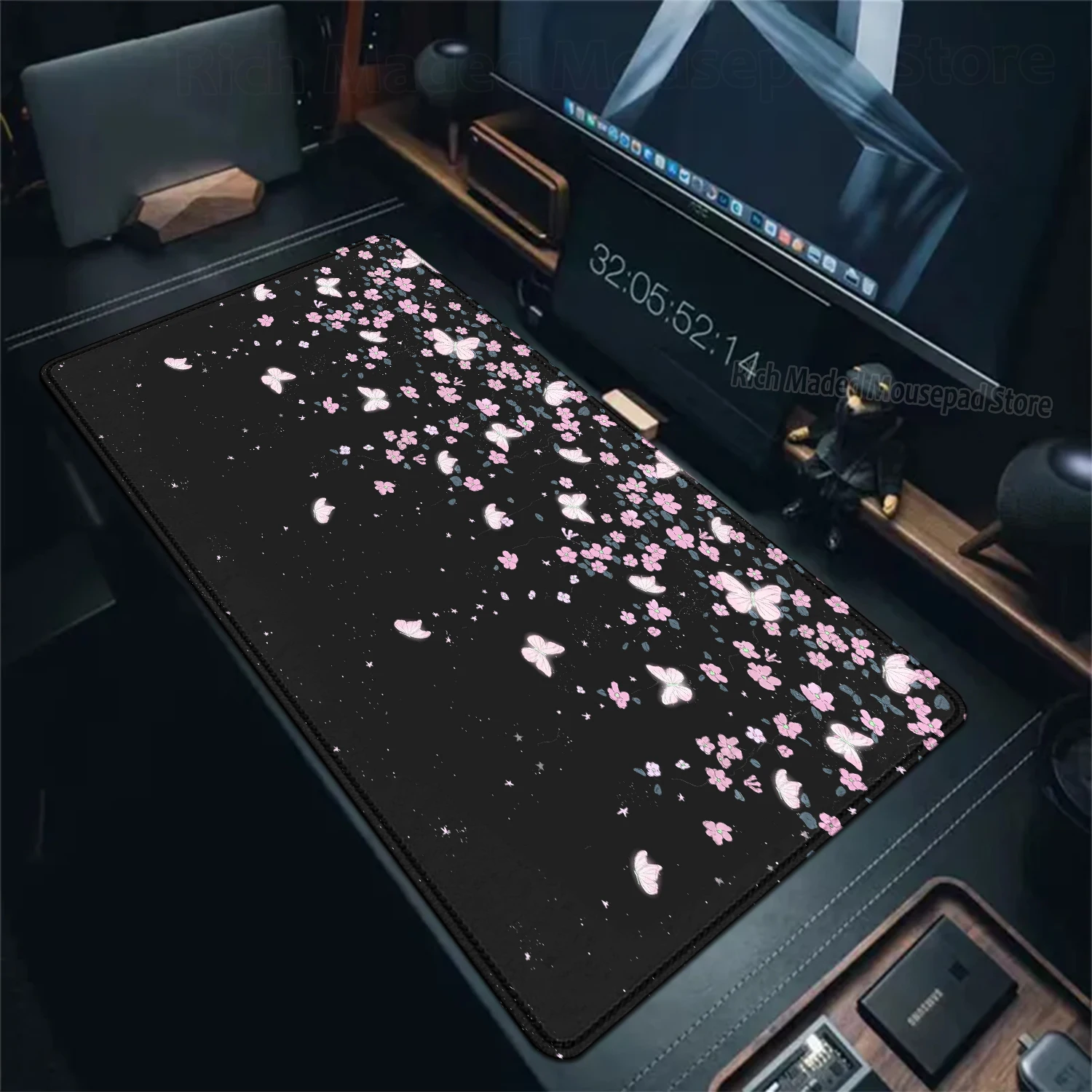 

Mouse Pad Gaming Green Flower Grass Aesthetics Mousepad XXL Keyboard Extended pad Sakura Carpet Large Rubber PC Anime Mice Pad