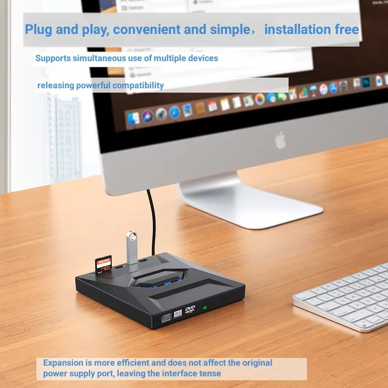 Deepartner USB External DVD Burner Portable for Desktop/Laptop USB3.0 Expansion Card Design Compatible with Windows/Mac