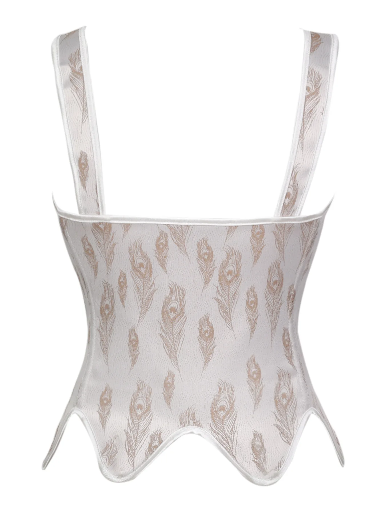 Women Vintage Peacock Feather Jacquard Corset Bustier Body Shaper Cropped Top For Daily Casual Wear