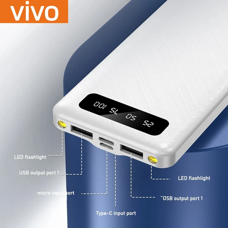 VIVO 200000mAh قوة البنك 120W سوبر شحن سريع البطارية عالية السعة شاشة ديجيتال قوة البنك آيفون سامسونج هواوي