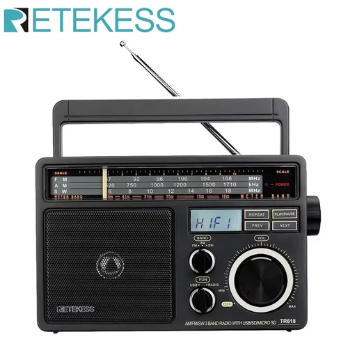 RETEKESS TR618 AM FM SW Radio portátil con reproductor de MP3 digital compatible con Micro SD y USB altavoz grande de volumen para personas mayores en casa