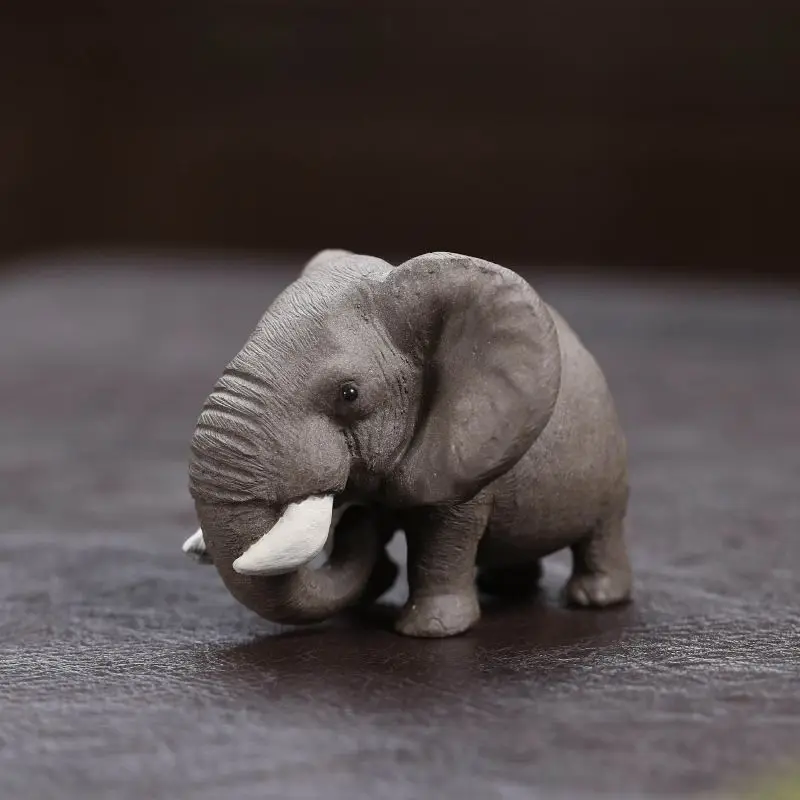 Yixing Purple Clay Elephant Tea Pet Figurine Creative Lucky Tea Set Accessory Home Decor Sculpture