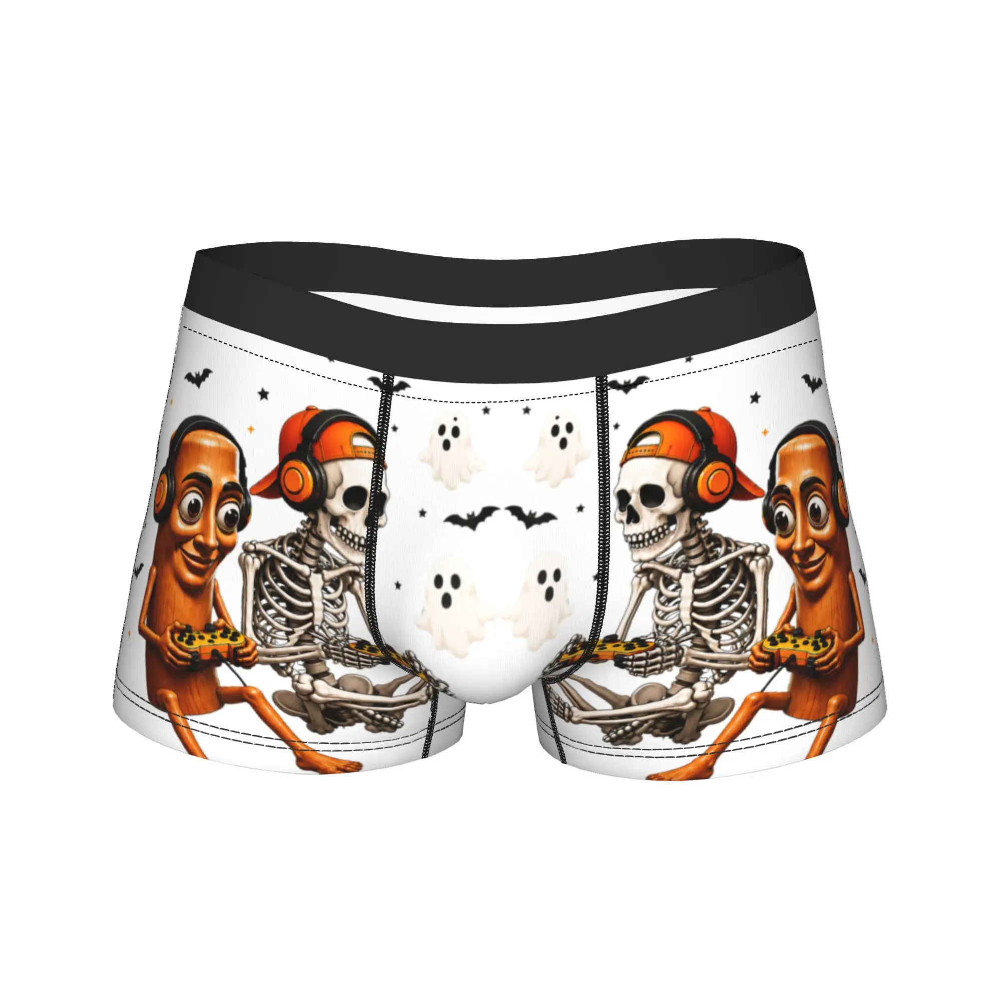 Halloween Tung Tung Sahur Skeleton Gamer Video Gaming Underwear Men's Boxer Brief Breathable Boxershorts Trenky Oversize Panties