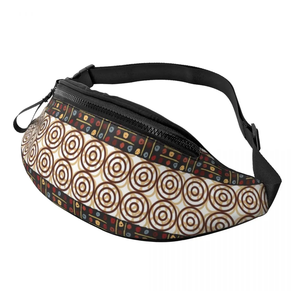 

African Kitenge Ankara Fanny Pack Men Women Africa Ethnic Tribal Art Crossbody Waist Bag for Cycling Camping Phone Money Pouch