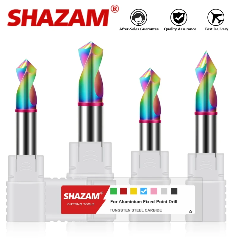 

SHAZAM HRC60 2-Blade Tungsten Steel Carbide Colorful Coating Chamfer Centering Drill For CNC Machining Center 60° 90° 120° Bit