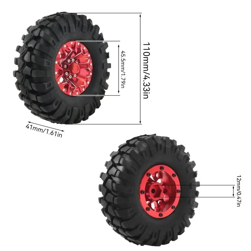 ล้อและยางรถปีนเขาขนาด 1.9 นิ้ว 110 มม. 4 ชิ้น สำหรับรถ 1/10 Rock Track Redcat Scx10 Axial 90046/90047 Rc4wd Yikong D90 Trx4 Trx6